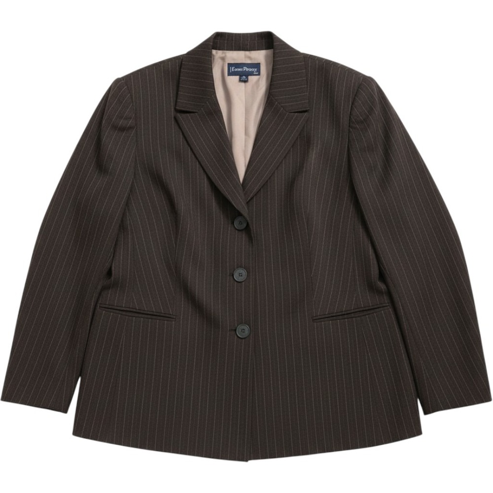 Evan-Picone Woman Pinstripe Blazer Jacket Brown 20W Three Button Professional